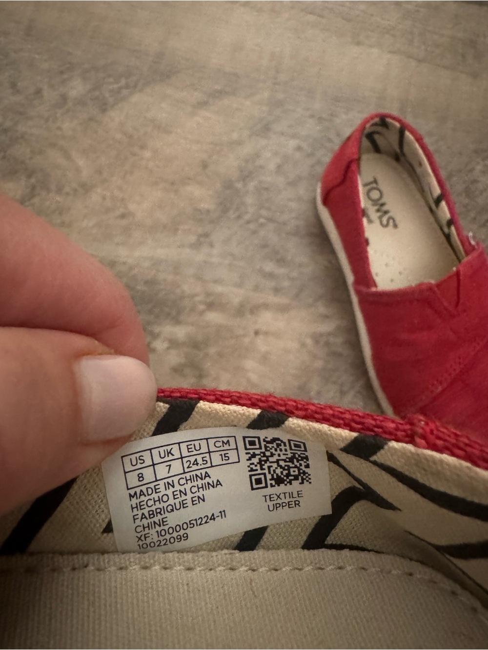 TOMS Kids Red Canvas Slip-On Moccasins